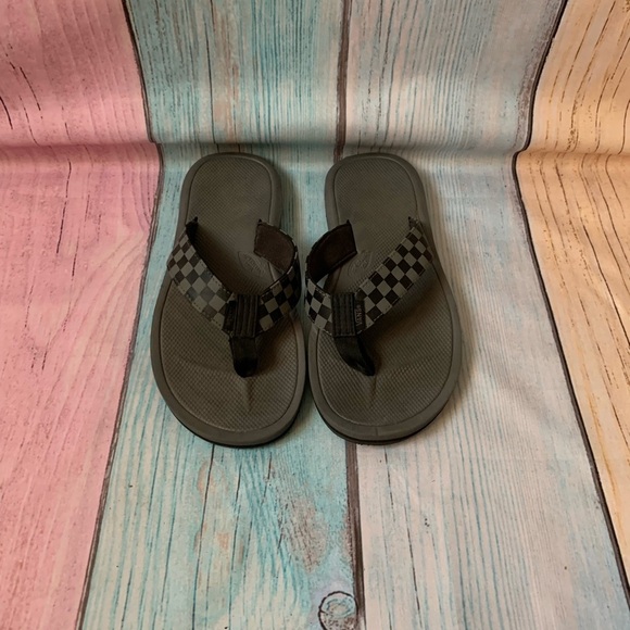 Men vans sandals back and gray checkered size medium - Picture 1 of 8
